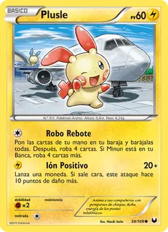 Carta Plusle de la expansión Oscuros Exploradores, número 39/108