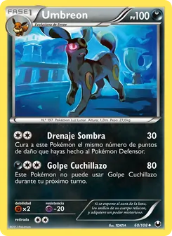 Carta Umbreon de la expansión Oscuros Exploradores, número 60/108