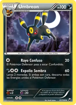 Carta Umbreon de la expansión Oscuros Exploradores, número 61/108