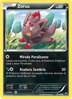 Carta Zorua de la expansión Oscuros Exploradores, número 70/108