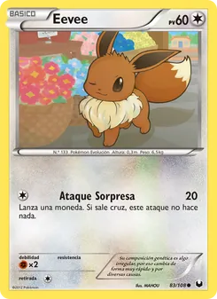 Carta Eevee de la expansión Oscuros Exploradores, número 83/108