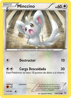 Carta Minccino de la expansión Dragones Majestuosos, número 109/124
