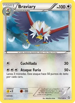 Carta Braviary de la expansión Dragones Majestuosos, número 112/124