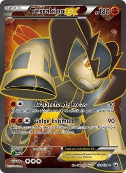 Carta Terrakion-EX de la expansión Dragones Majestuosos, número 121/124