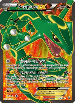 Carta Rayquaza-EX de la expansión Dragones Majestuosos, número 123/124