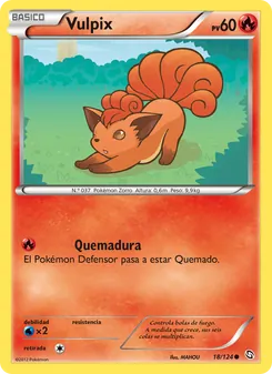 Carta Vulpix de la expansión Dragones Majestuosos, número 18/124