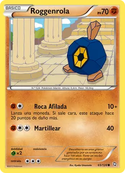 Carta Roggenrola de la expansión Dragones Majestuosos, número 65/124