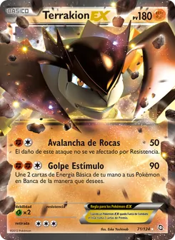 Carta Terrakion-EX de la expansión Dragones Majestuosos, número 71/124