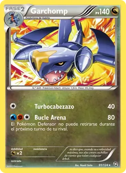 Carta Garchomp de la expansión Dragones Majestuosos, número 91/124