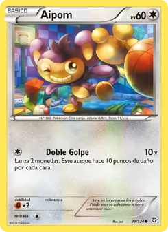 Carta Aipom de la expansión Dragones Majestuosos, número 99/124