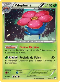 Carta Vileplume de la expansión Fronteras Cruzadas, número 3/149