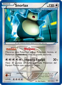 Carta Snorlax de la expansión Tormenta Plasma, número 101/135