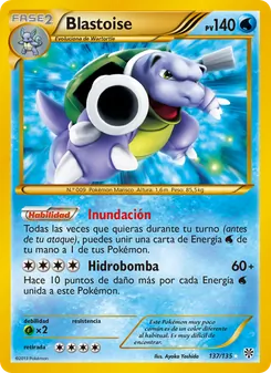 Carta Blastoise de la expansión Tormenta Plasma, número 137/135