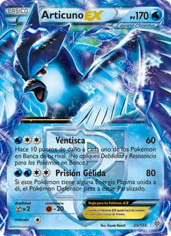 Carta Articuno-EX de la expansión Tormenta Plasma, número 25/135