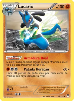 Carta Lucario de la expansión Tormenta Plasma, número 78/135