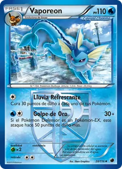 Carta Vaporeon de la expansión Glaciación Plasma, número 20/116
