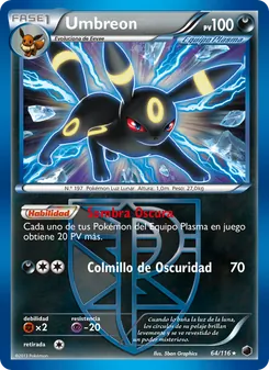 Carta Umbreon de la expansión Glaciación Plasma, número 64/116
