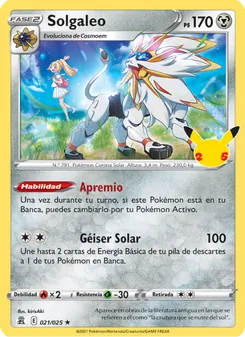 Carta Solgaleo de la expansión Celebraciones, número 21/25