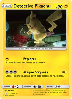 Carta Detective Pikachu de la expansión Detective Pikachu, número 10/18
