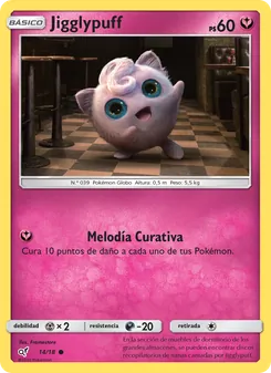 Carta Jigglypuff de la expansión Detective Pikachu, número 14/18