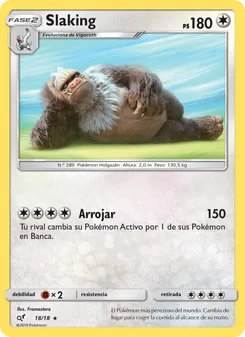 Carta Slaking de la expansión Detective Pikachu, número 18/18