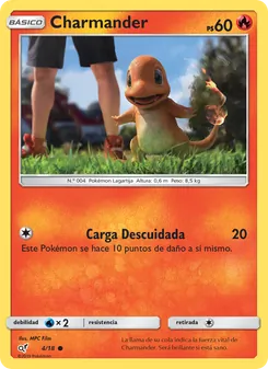 Carta Charmander de la expansión Detective Pikachu, número 4/18