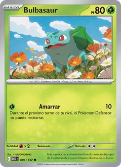 Carta Bulbasaur de la expansión Megaevolución, número 001/132