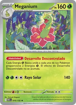 Carta Meganium de la expansión Megaevolución, número 010/132