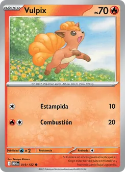 Carta Vulpix de la expansión Megaevolución, número 019/132
