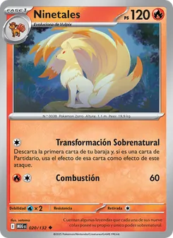 Carta Ninetales de la expansión Megaevolución, número 020/132