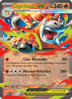 Carta Mega-Camerupt ex de la expansión Megaevolución, número 022/132