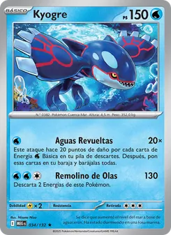 Carta Kyogre de la expansión Megaevolución, número 034/132