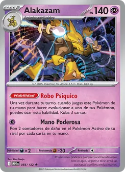 Carta Alakazam de la expansión Megaevolución, número 056/132