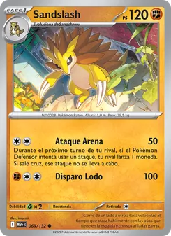 Carta Sandslash de la expansión Megaevolución, número 069/132