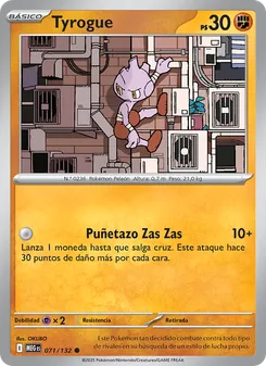 Carta Tyrogue de la expansión Megaevolución, número 071/132
