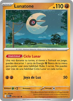 Carta Lunatone de la expansión Megaevolución, número 074/132
