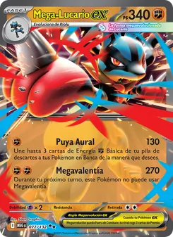 Carta Mega-Lucario ex de la expansión Megaevolución, número 077/132