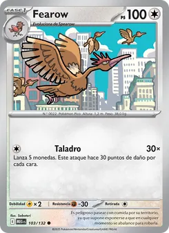 Carta Fearow de la expansión Megaevolución, número 103/132