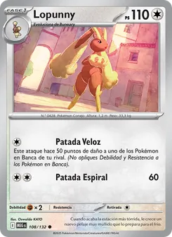 Carta Lopunny de la expansión Megaevolución, número 108/132
