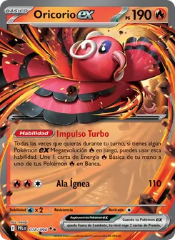 Carta Oricorio ex de la expansión Fuegos Fantasmales, número 018/94