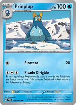 Carta Prinplup de la expansión Fuegos Fantasmales, número 028/94