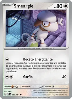 Carta Smeargle de la expansión Fuegos Fantasmales, número 080/94