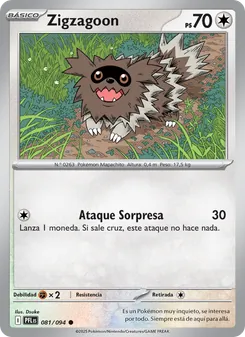 Carta Zigzagoon de la expansión Fuegos Fantasmales, número 081/94