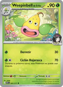 Carta Weepinbell de Erika de la expansión Héroes Ascendentes, número 005/217