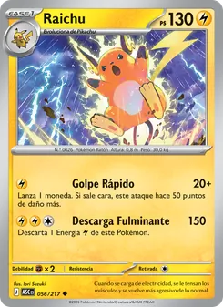 Carta Raichu de la expansión Héroes Ascendentes, número 056/217