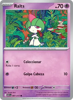 Carta Ralts de la expansión Héroes Ascendentes, número 087/217