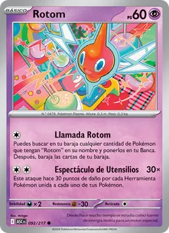 Carta Rotom de la expansión Héroes Ascendentes, número 092/217