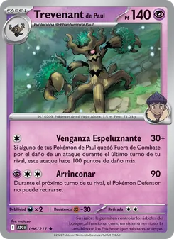 Carta Trevenant de Paul de la expansión Héroes Ascendentes, número 096/217