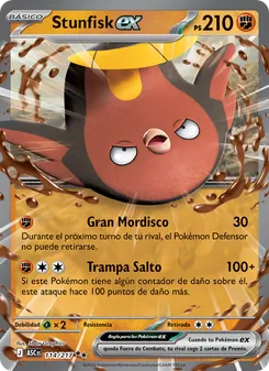 Carta Stunfisk ex de la expansión Héroes Ascendentes, número 114/217