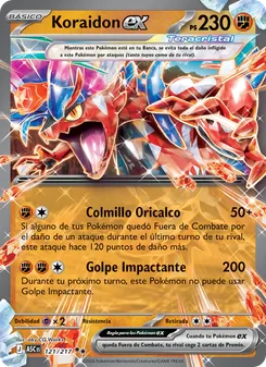 Carta Koraidon ex de la expansión Héroes Ascendentes, número 121/217